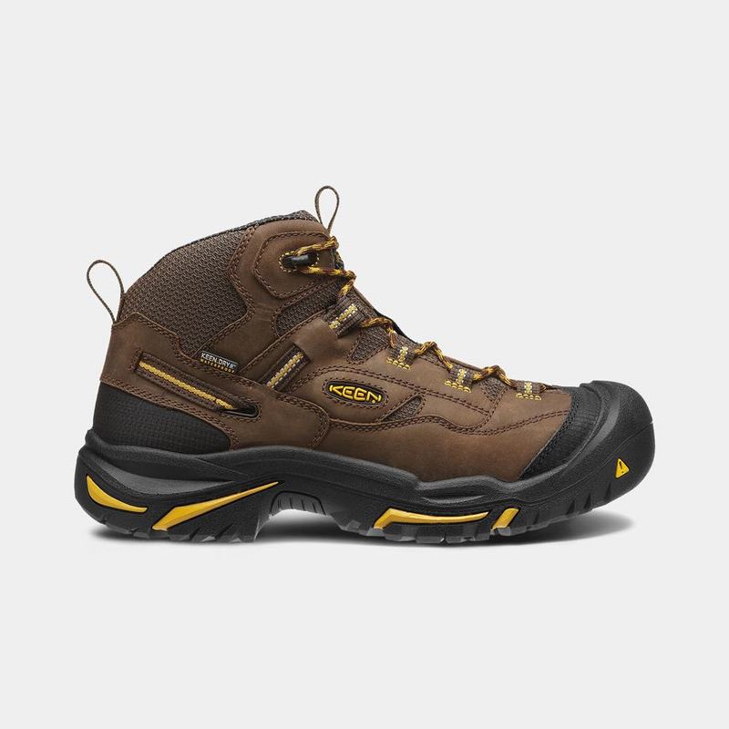 Keen Braddock Waterproof Mid Soft Toe Mens Work Boots Brown/Black Online (2738-PYZQB)